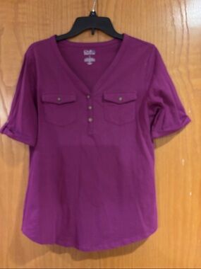 Croft & Barrow, short sleeve blouse, purple, small